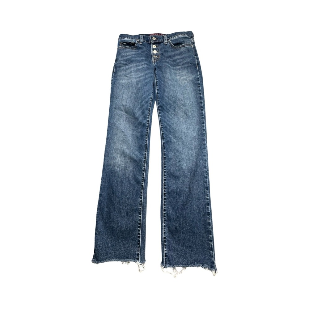 Lucky Brand Jeans Womens 6/28 Blue Sweet Mid Rise Straight Raw Hem Button Fly‎